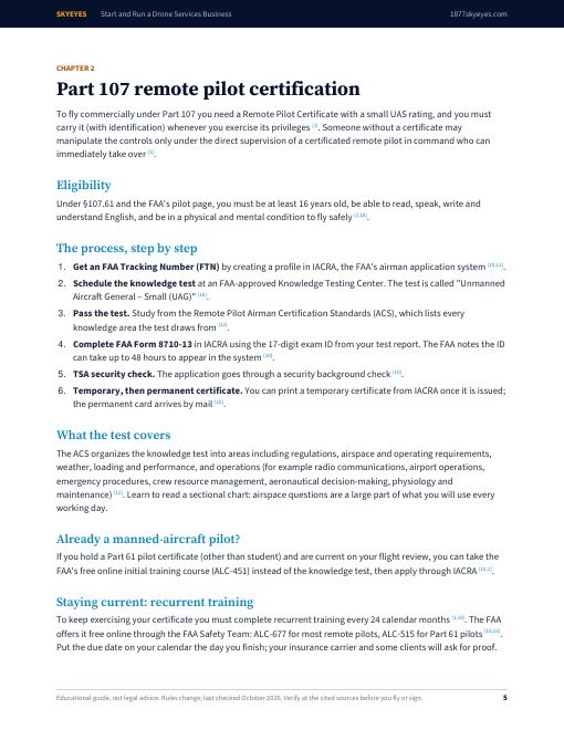 Sample page: Chapter 2, Part 107 remote pilot certification